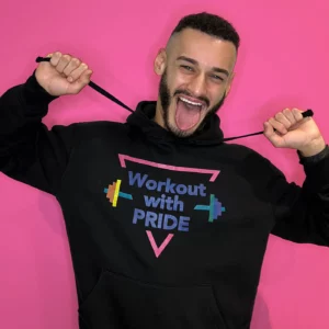 Workout with PRIDE black hoodie