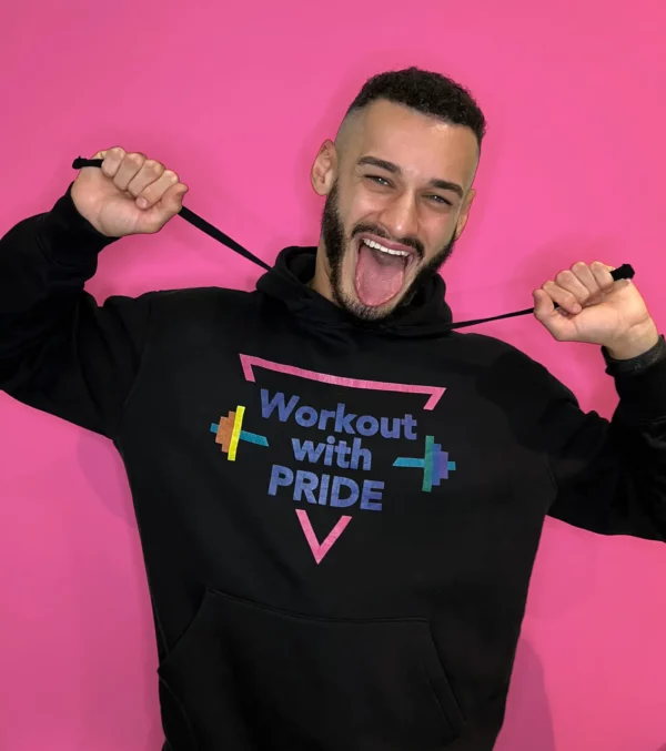Workout with PRIDE black hoodie